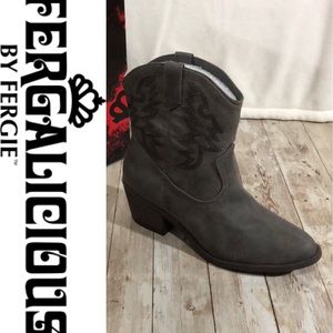 Fergalicious Viola Denim Ankle Cowgirl Boots Sz 6M